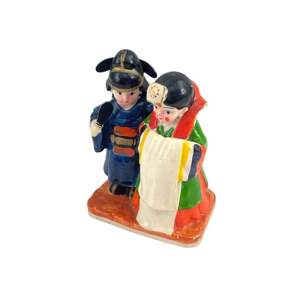 Vintage Hand-Painted Korean Wedding Couple Figurine Miniature Home Decor - Picture 6 of 10